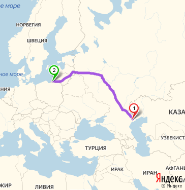 Маршрут из Астрахани в Калининград