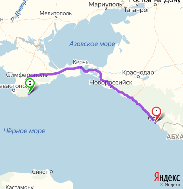 Маршрут из Сочи в Ялту