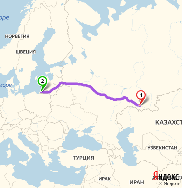 Маршрут из Оренбурга в Калининград