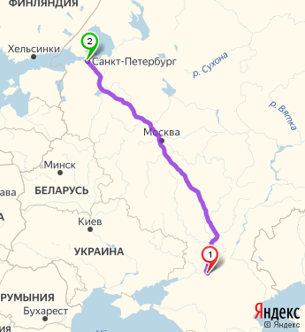 Маршрут из Волгодонска в Санкт-Петербург