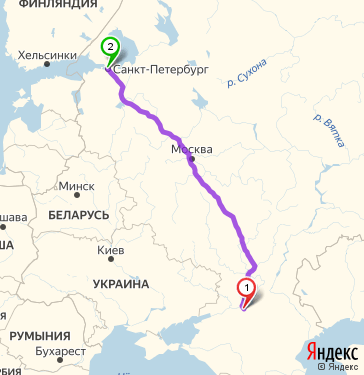 Маршрут из Волгодонска в Санкт-Петербург