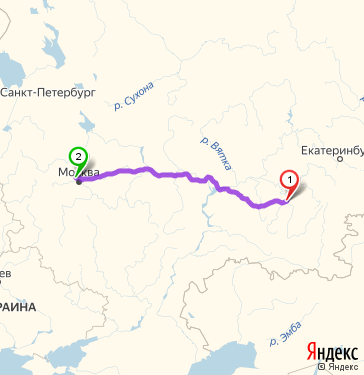 Маршрут из Уфы в Москву