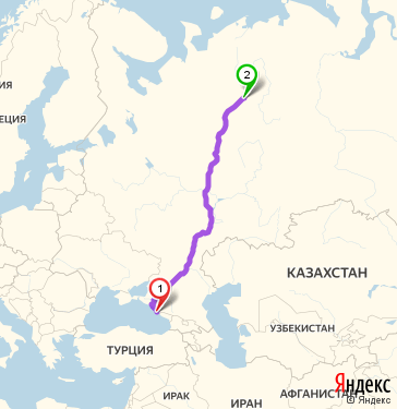 Маршрут из Сочи в Ухту