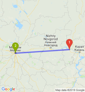 Маршрут из Чебоксар в Москву