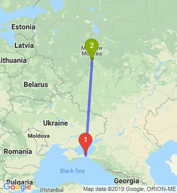Маршрут из Керчи в Москву