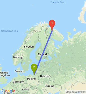 Маршрут из Мурманска в Калининград