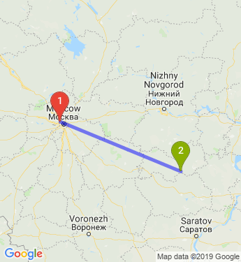 Маршрут из Москвы в Рузаевку