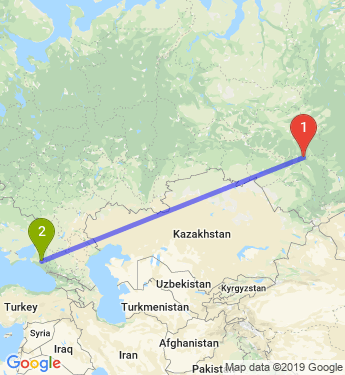 Маршрут из Томска в Краснодар