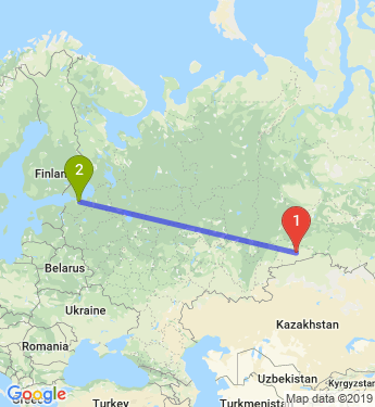Маршрут из Кургана в Санкт-Петербург
