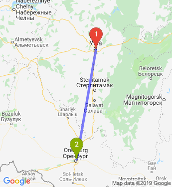 Маршрут из Уфы в Оренбург