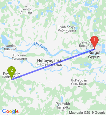 Пермь нефтеюганск карта