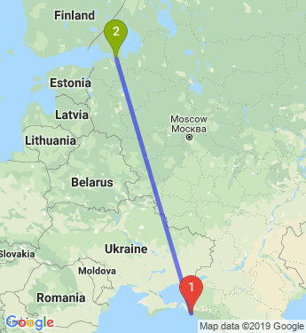 Маршрут из Новороссийска в Санкт-Петербург