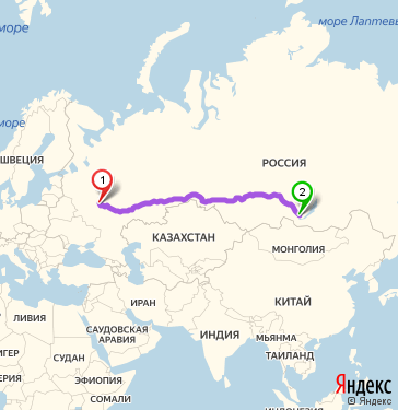 Маршрут из Рязани в Иркутск