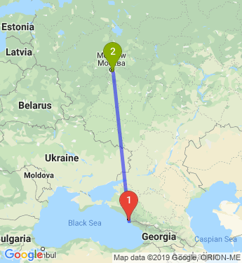 Маршрут из Сочи в Москву