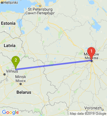 Маршрут из Москвы в Постава