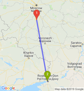 Маршрут из Тулы в Ростов-на-Дону