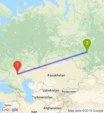 Маршрут из Волгограда в Томск