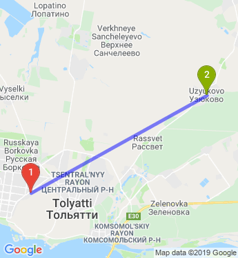 Маршрут из Тольятти в село Узюково