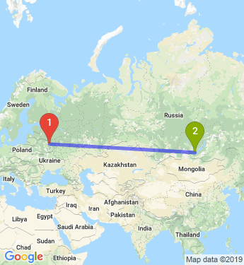 Маршрут из Смоленска в Иркутск