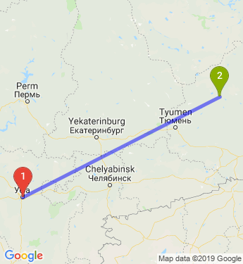 Маршрут из Уфы в Тобольск