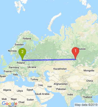 Маршрут из Кемерова в Калининград