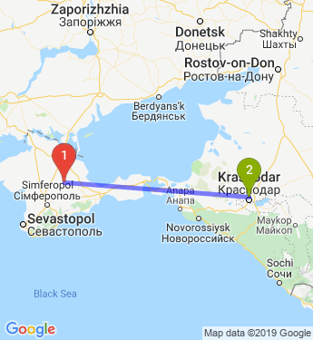 Маршрут из Севастополя в Краснодар