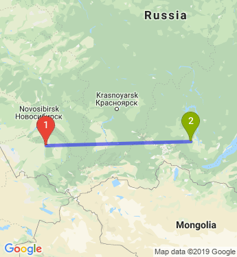 Маршрут из Барнаула в Тыреть 1-я