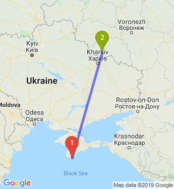 Маршрут из Севастополя в Белгород