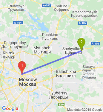 Москва щелково расстояние карта