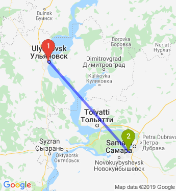 Маршрут из Ульяновска в Самару