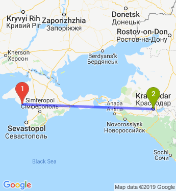 Маршрут из Евпатории в Краснодар