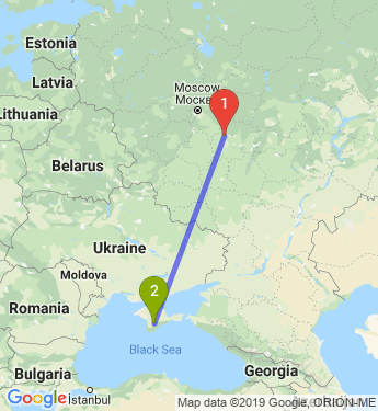 Маршрут из Рязани в Симферополя