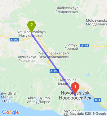 Маршрут из Новороссийска в Натухаевскую