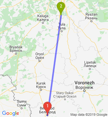 Маршрут из Белгорода в Лужки