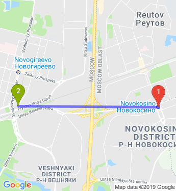 Маршрут из метро Новокосина в метро Новогиреево