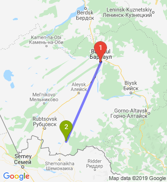 Маршрут из Барнаула в Змеиногорска