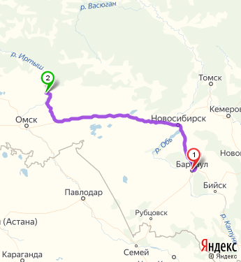 Маршрут из Барнаула в Красного Яра