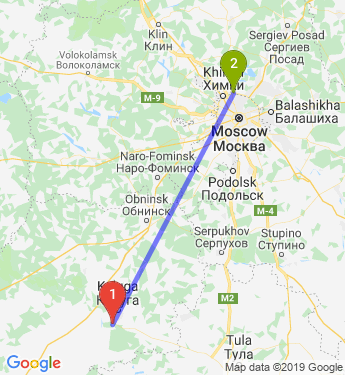 Маршрут из Калуги в Москву