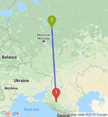 Маршрут из Армавира в Ярославль