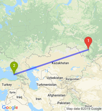 Маршрут из Барнаула в Сочи