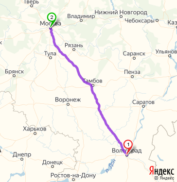 Маршрут из Волгограда в Москву