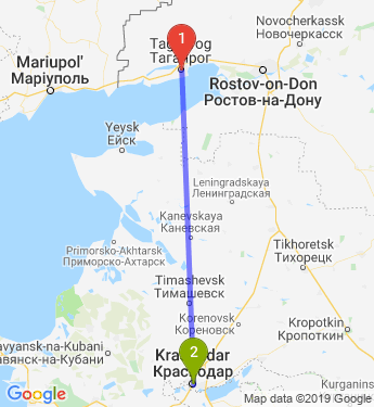 Маршрут из Таганрога в Краснодар