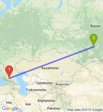Маршрут из Минеральных Вод в Красноярск