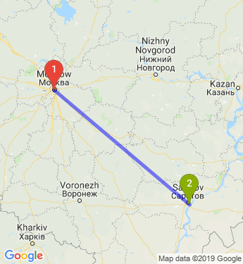 Маршрут из Москвы в Саратов