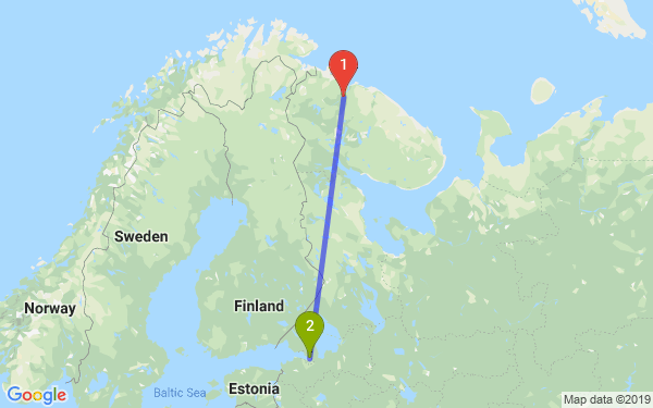 Маршрут из Мурманска в Санкт-Петербург