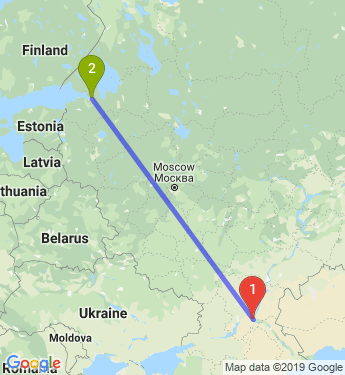 Маршрут из Волгограда в Санкт-Петербург