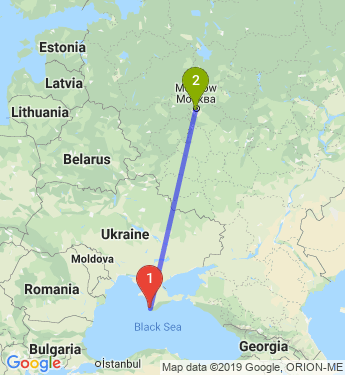 Маршрут из Севастополя в Москву