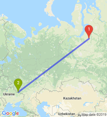 Маршрут из Нового Уренгоя в Белгород