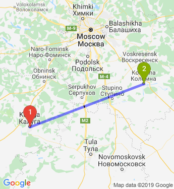 Маршрут из Калуги в Коломну