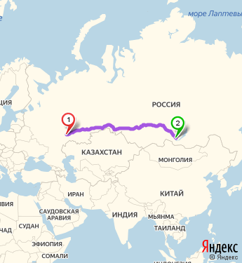Маршрут из Тольятти в Иркутск